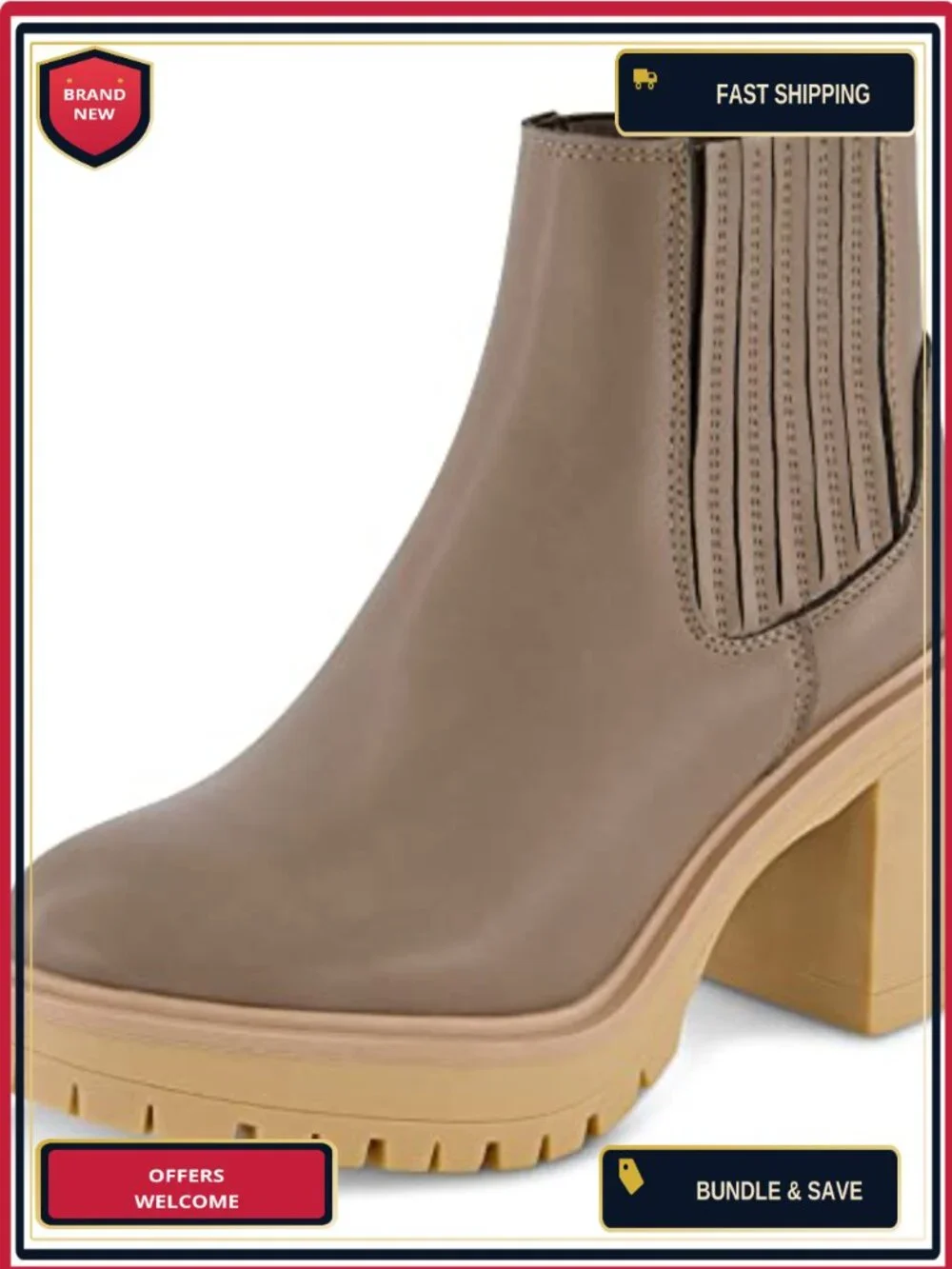 Womens Chelsea Boots Cushioned Memory Foam Lug Sole Block Heel Slip-On Ankle